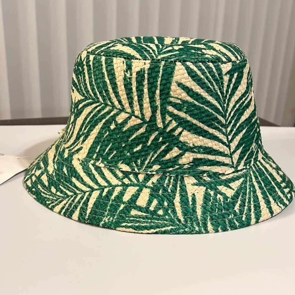 Unisex Straw Hat With Green Palm Leaves •Size is Adjustable • New With Tags - Picture 6 of 8